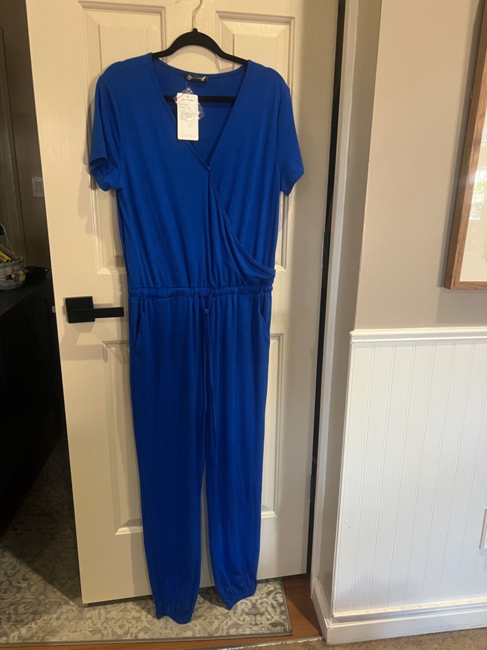 Women’s Royal Blue Short-Sleeve Jumpsuit